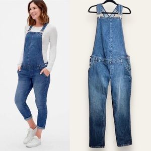 GAP Womens Maternity Denim Jean Overalls in Medium Indigo Size Large